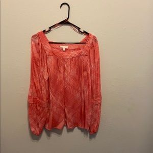 Salmon color peasant top